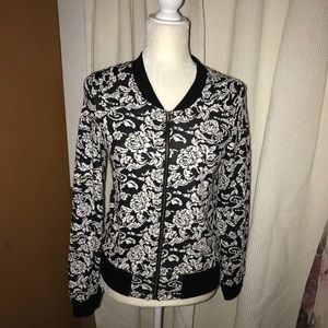 Black & white zip up sweater